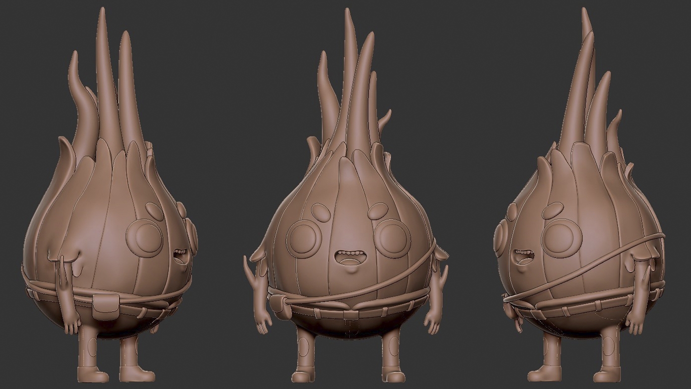 different perspectives from onion boy model in zbrush